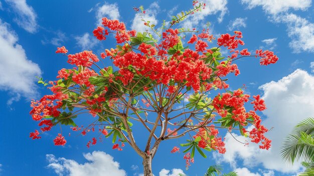 Photo blooming flame tree royal poinciana delonix regia