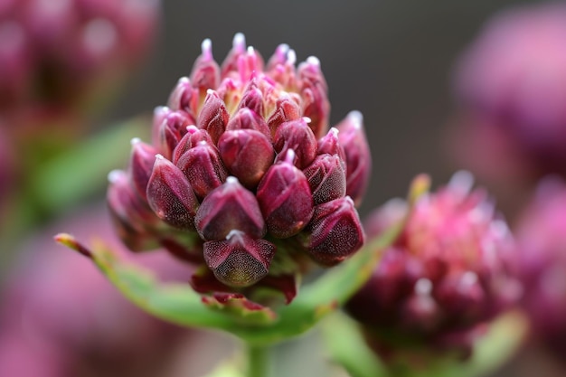 Blooming flower buds in closeup with focus on intricate details of the blooms