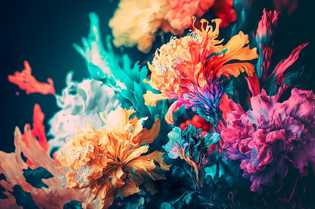 Blooming flower painting Botanical backgroundGenerative AI