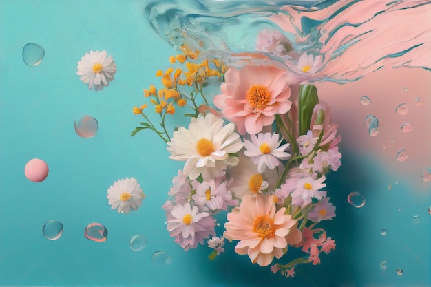 Photo blooming fresh flowers underwater sea