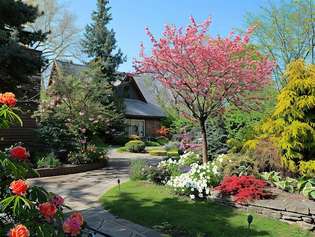 Blooming gardens in full splendor a riot of colors and fragrances the joy of spring