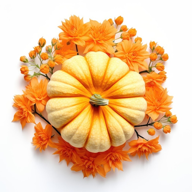 Blooming Glory A TopDown View of a Captivating Pumpkin Flower Captured in Stunning Photography ag