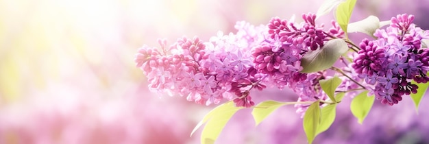 Blooming Lilac flower branches in the shining sunlight Generative AI