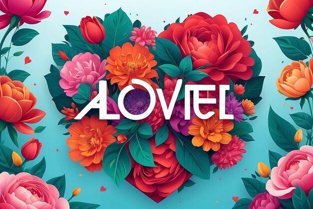 Photo blooming love vibrant flowers and elegant typography in a captivating valentines poster generative ai art