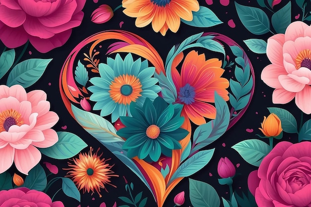Blooming Love Vibrant Flowers and Elegant Typography in a Captivating Valentines Poster Generative AI Art