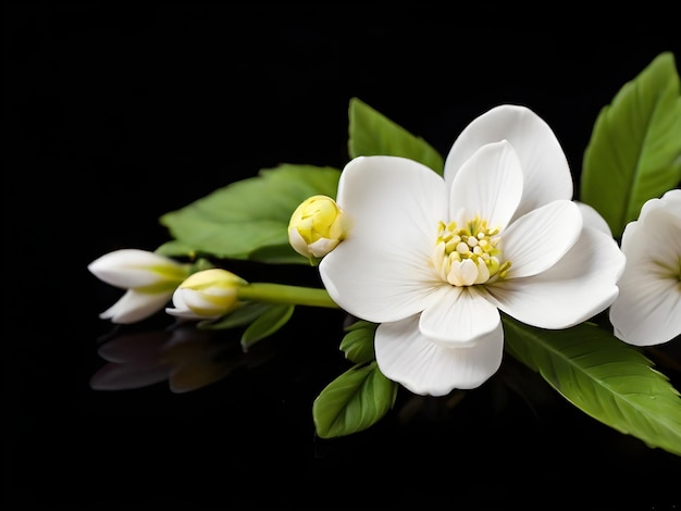 Photo blooming magnolia flowers isolated on black background ai image