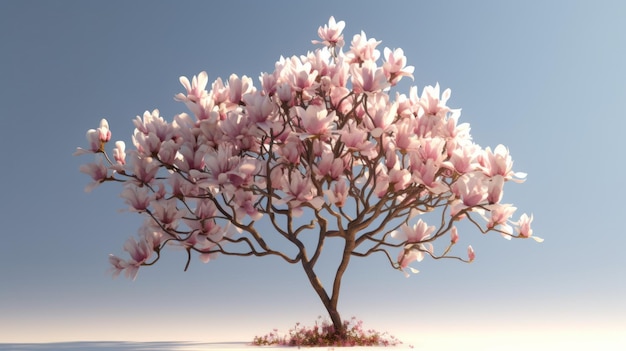 blooming magnolia tree HD Wallpaper stock Image