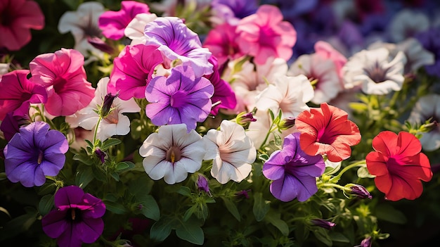 Blooming Multiflora Petunias