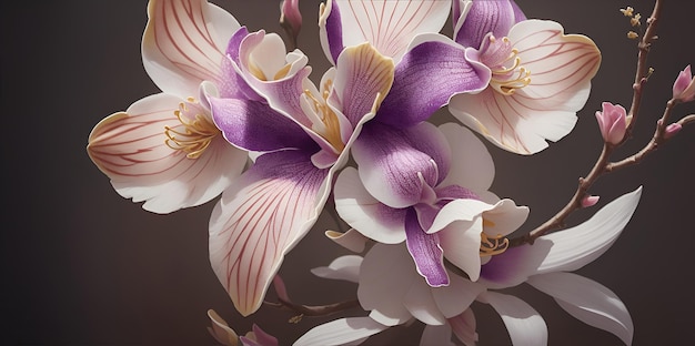 Цветущая орхидея на темном фоне Деликатный цветок орхидеи