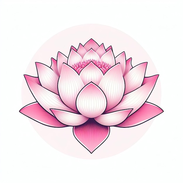 Blooming pink lotus on a white background Big pink lotus in bloom on an isolated Generative AI