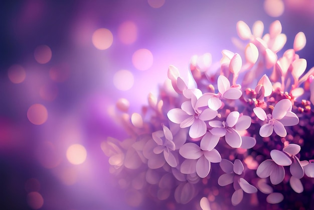 Blooming Purple Lilac Flower Illustration Generative AI