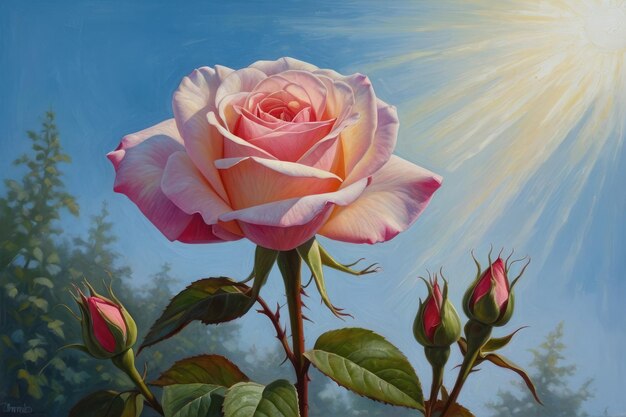 Blooming Rose Against Sky