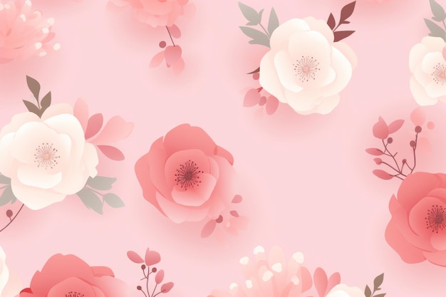 Цветущие розы Деликатный цветочный вектор на пастельно-розовых обоях