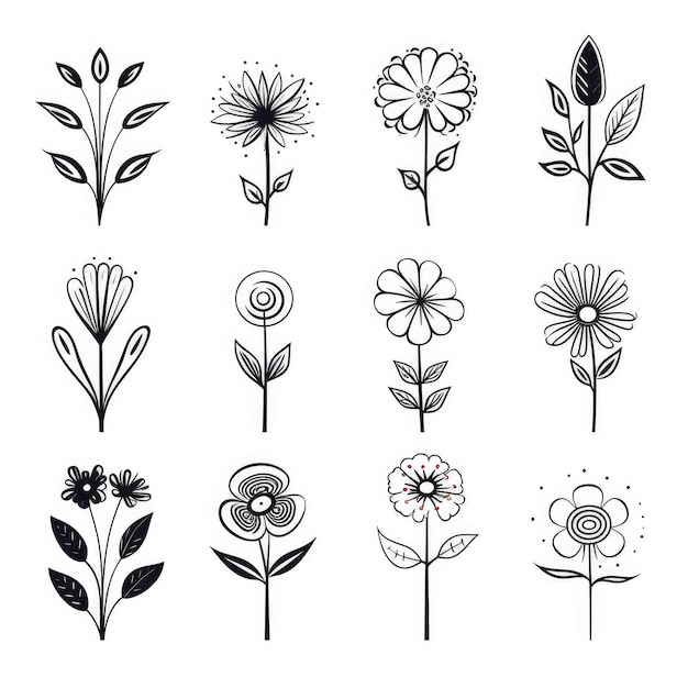 Blooming Simplicity Minimalist Flower Icons in Clean Lineart