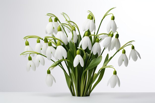 Photo blooming snowdrop flowers on white background