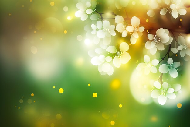 blooming spring flowers on a tree branch against the backdrop of beautiful bokeh and sunlight copy s