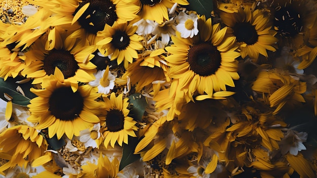 Blooming Sunflower Petal Arrangement