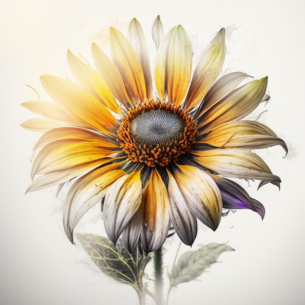 Blooming Sunflower Watercolor Painting