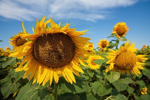 Blooming sunflowers natural