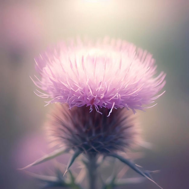 blooming thistle in soft light