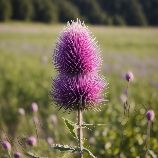 blooming thistle in soft light