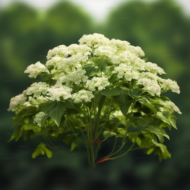 Blooming Viburnum Tree with White Flowers