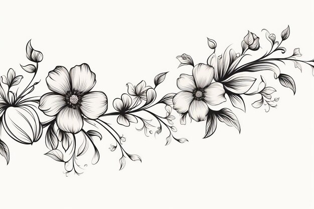 Blooming Vines A Stunning Floral Line Art Border