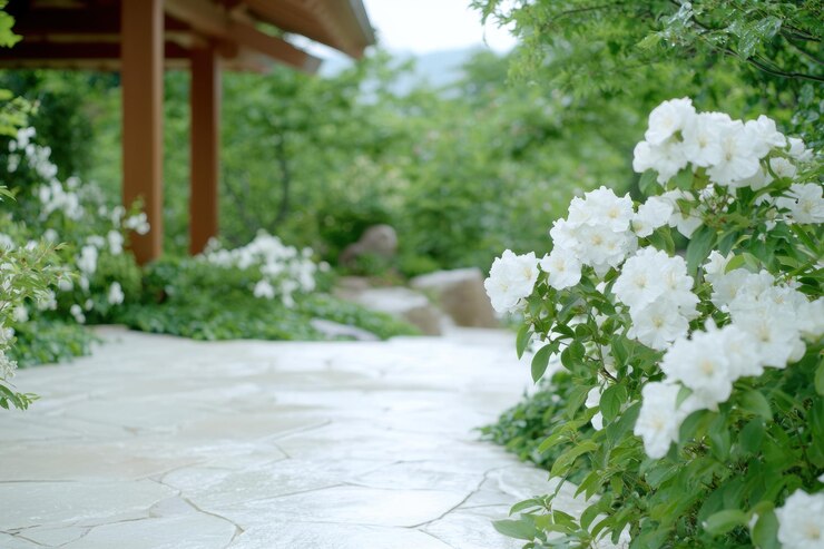 Photo 푸른 정원에서 꽃이 피는  꽃