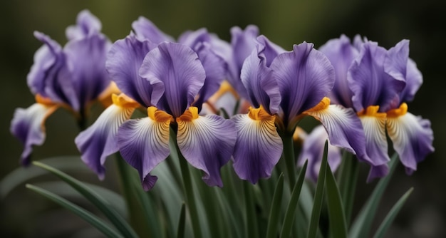 Blooming with beauty A closeup of vibrant purple irises