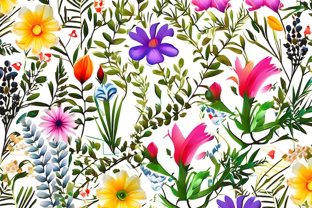 庭に咲く キャンバス上の調和のとれたパターン