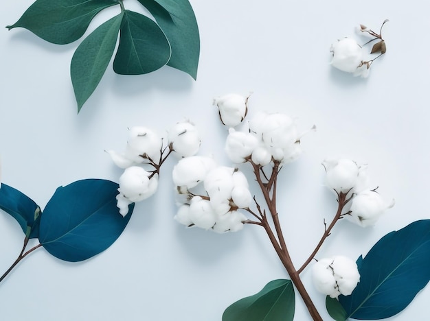 Photo blooms in harmony flat lay of fresh flowers on white background