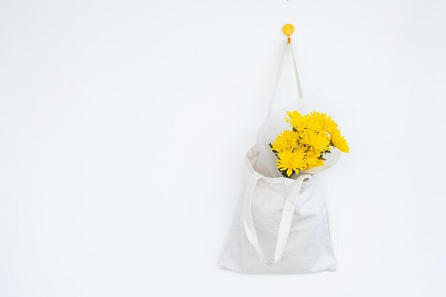 Blooms in reusable textile bag Springtime burst of sunshine