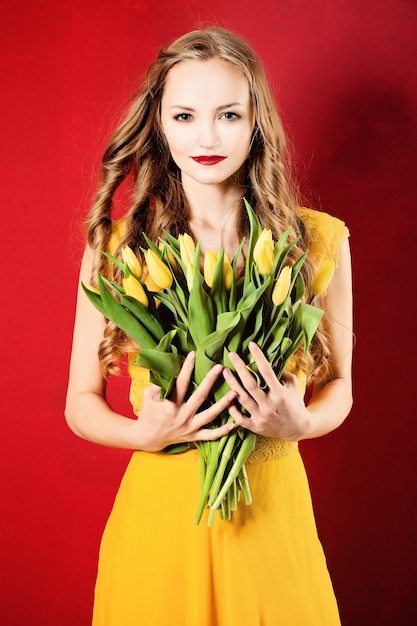 Blossom Colorful Portrait of Beautiful Woman