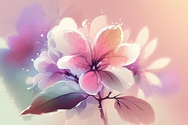 Blossom on soft pastel color in blur style