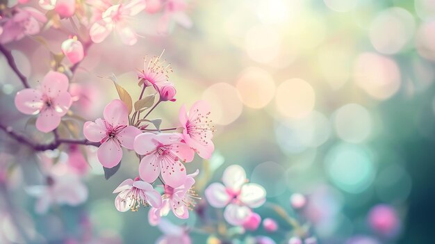 Blossom tree over nature background Spring flowersSpring Background Generative AI