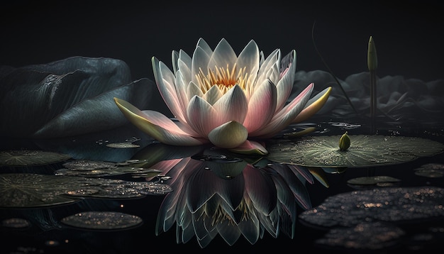 Blossom water lily pond images Ai generated art