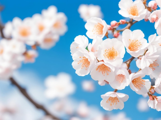 Blossoming apricot panoramic shot of flowering apricot branches