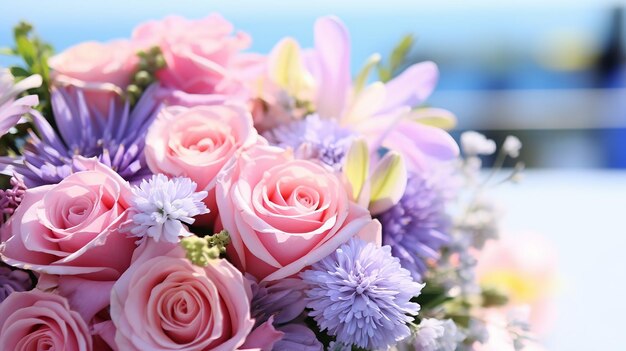 Photo blossoming beauty capturing the intricate details of a stunning flower bouquet