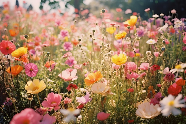 Blossoming beauty wildflowers in bloom