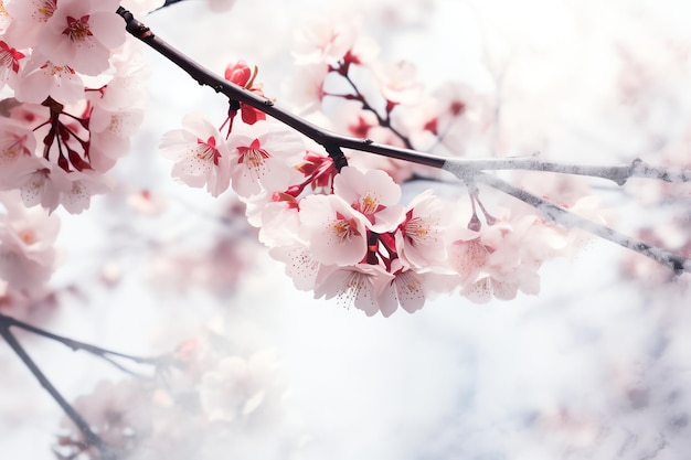 Blossoming Cherry Tree Branches Chinese new year background