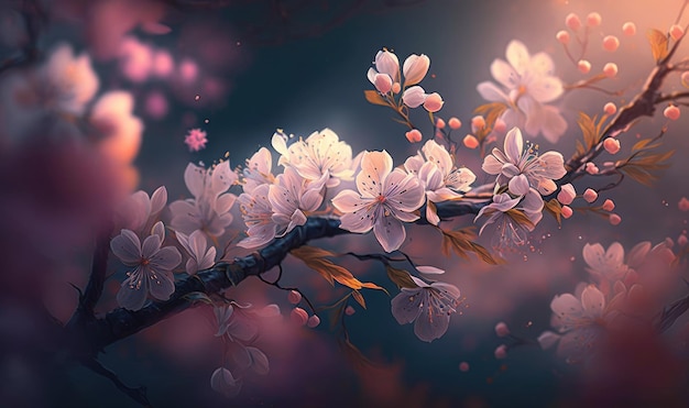 Blossoming Cherry Tree in Springtime