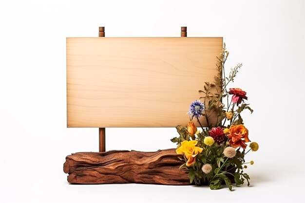 Photo blossoming elegance wooden frame with vibrant florals