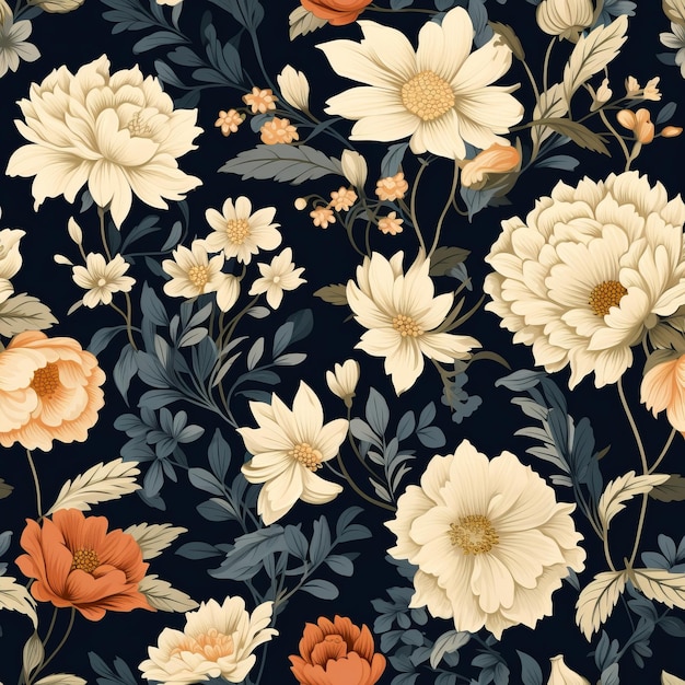 Blossoming Nostalgia A Delightful Vintage Style Floral Pattern