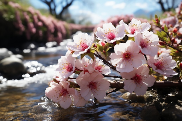 A blossoming paradise unveils its splendor in the spring landscape