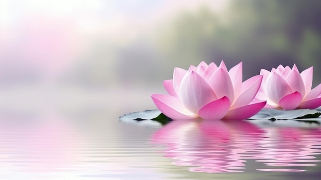 Blossoming Pink Lotus in Tranquil Water