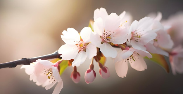 Blossoming Sakura tree brunches on dark background Ai generated