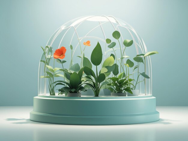 花の奇跡 成長する植物の可愛い3Dレンダリング