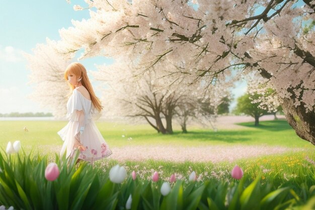 写真 花は芽生える桜の木を紫色と豪華な背景で飾っています