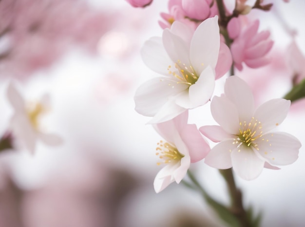 Photo blossoms in bloom spring flowers background with pink blossoms