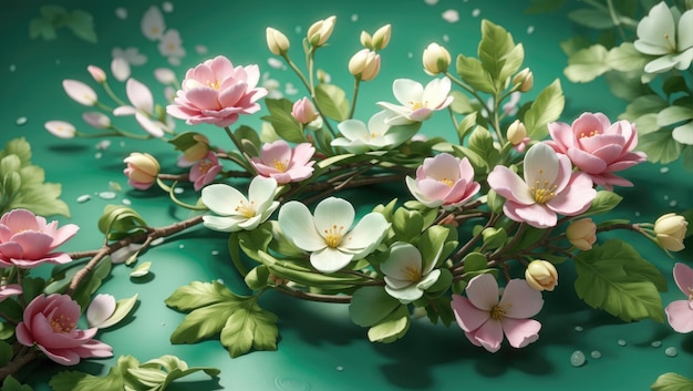 Blossoms on Green Canvas